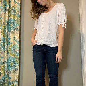 LOFT Tie Sleeve Button Down Tee